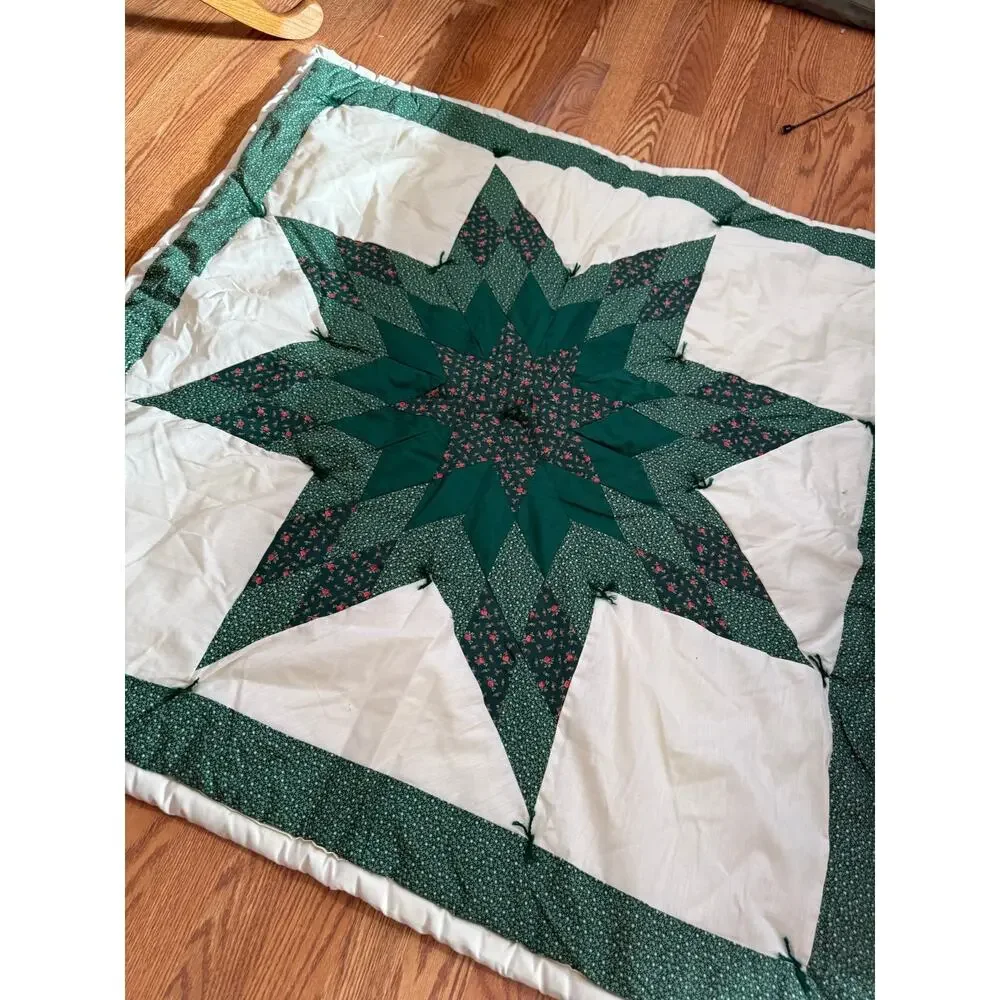 Vintage Lone Star Small Quilt Lap Throw Wall Hanging Hand Quilted